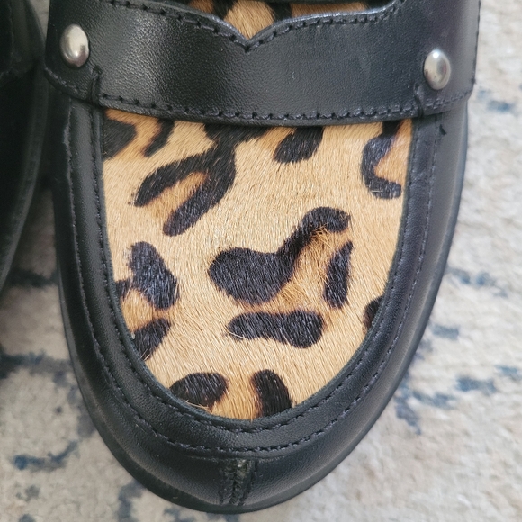 Naturalizer Calf Hair Leather Black Loafer Size 8.5 Block Heel Leopard New - Picture 7 of 12